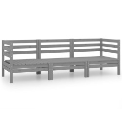 vidaXL Juego de muebles de jardín 3 pzas madera maciza de pino gris