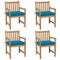 vidaXL Sillas de jardín con cojines 4 uds madera de teca azul claro vidaXL Sillas de jardín con cojines 4 uds madera de teca azul claro