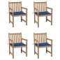 vidaXL Sillas de jardín 4 uds madera de teca con cojines azul royal vidaXL Sillas de jardín 4 uds madera de teca con cojines azul royal