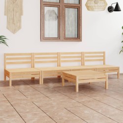 vidaXL Juego de muebles de jardín 5 piezas madera maciza de pino