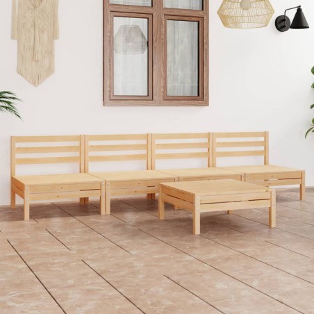 vidaXL Juego de muebles de jardín 5 piezas madera maciza de pino