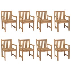vidaXL Sillas de jardín 8 uds madera maciza de teca cojines azul claro