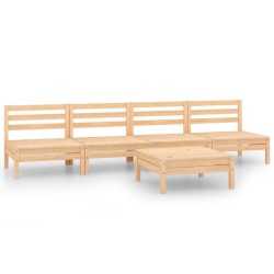 vidaXL Juego de muebles de jardín 5 piezas madera maciza de pino