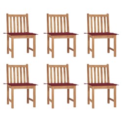 vidaXL Sillas de jardín 6 unidades con cojines madera maciza de teca