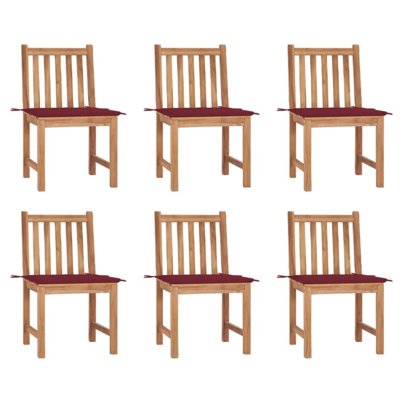 vidaXL Sillas de jardín 6 unidades con cojines madera maciza de teca vidaXL Sillas de jardín 6 unidades con cojines madera maciza de teca