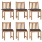 vidaXL Sillas de jardín 6 unidades madera maciza de teca con cojines vidaXL Sillas de jardín 6 unidades madera maciza de teca con cojines