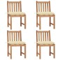 vidaXL Sillas de jardín 4 unidades madera maciza de teca con cojines vidaXL Sillas de jardín 4 unidades madera maciza de teca con cojines