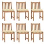 vidaXL Sillas de jardín 6 unidades madera maciza de teca con cojines vidaXL Sillas de jardín 6 unidades madera maciza de teca con cojines