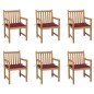 vidaXL Sillas de jardín 6 uds madera maciza de teca cojines rojo tinto vidaXL Sillas de jardín 6 uds madera maciza de teca cojines rojo tinto