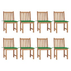 vidaXL Sillas de jardín 8 unidades madera de teca con cojines