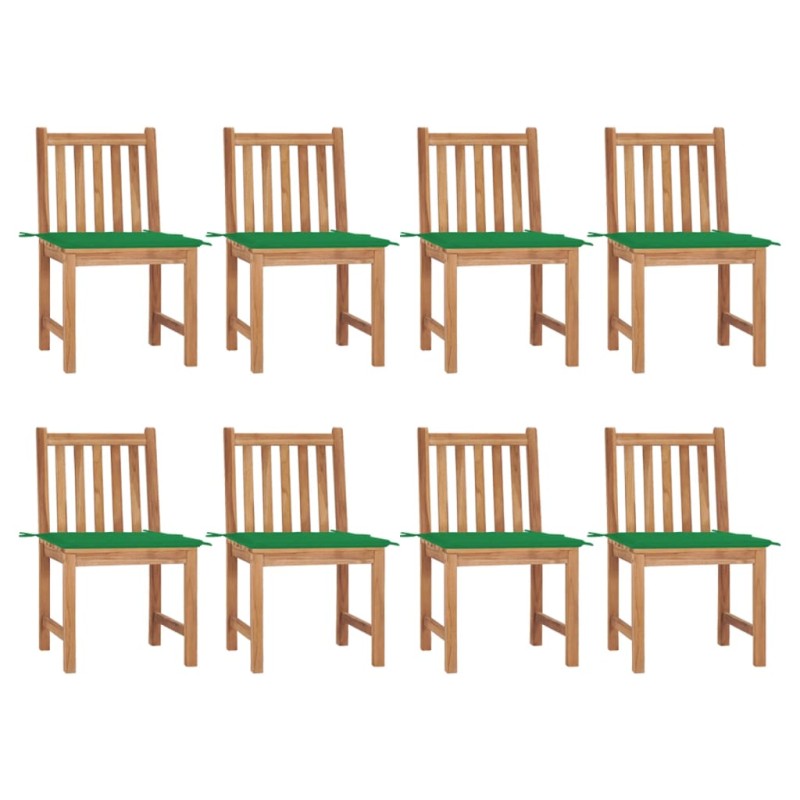 vidaXL Sillas de jardín 8 unidades madera de teca con cojines vidaXL Sillas de jardín 8 unidades madera de teca con cojines