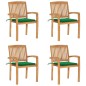 vidaXL Sillas de jardín apilables 4 uds madera de teca con cojines vidaXL Sillas de jardín apilables 4 uds madera de teca con cojines