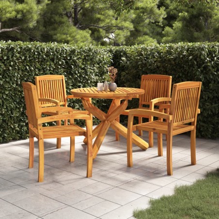 vidaXL Juego de comedor para jardín 5 piezas madera maciza de teca