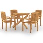vidaXL Juego de comedor para jardín 5 piezas madera maciza de teca vidaXL Juego de comedor para jardín 5 piezas madera maciza de teca