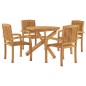 vidaXL Juego de comedor para jardín 5 piezas madera maciza de teca vidaXL Juego de comedor para jardín 5 piezas madera maciza de teca