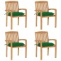 vidaXL Sillas de jardín apilables 4 uds madera de teca con cojines vidaXL Sillas de jardín apilables 4 uds madera de teca con cojines