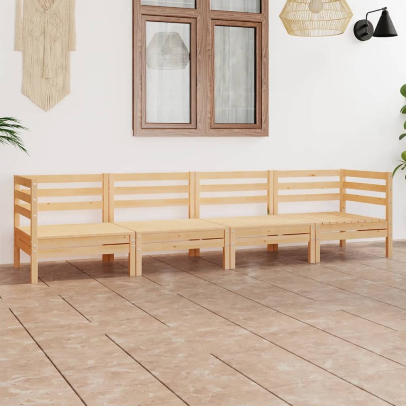 vidaXL Juego de muebles de jardín 4 piezas madera maciza de pino vidaXL Juego de muebles de jardín 4 piezas madera maciza de pino