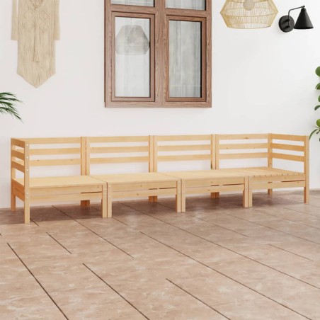 vidaXL Juego de muebles de jardín 4 piezas madera maciza de pino