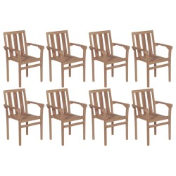 vidaXL Sillas apilables de jardín 8 unidades madera maciza de teca 