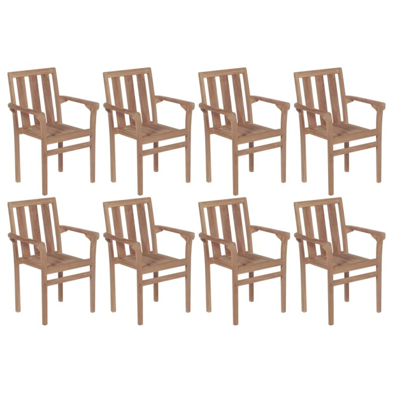 vidaXL Sillas apilables de jardín 8 unidades madera maciza de teca vidaXL Sillas apilables de jardín 8 unidades madera maciza de teca