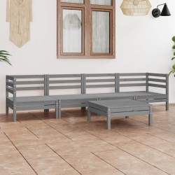 vidaXL Juego de muebles de jardín 5 piezas madera maciza de pino gris