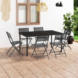 vidaXL Juego de comedor para jardín 7 piezas acero
