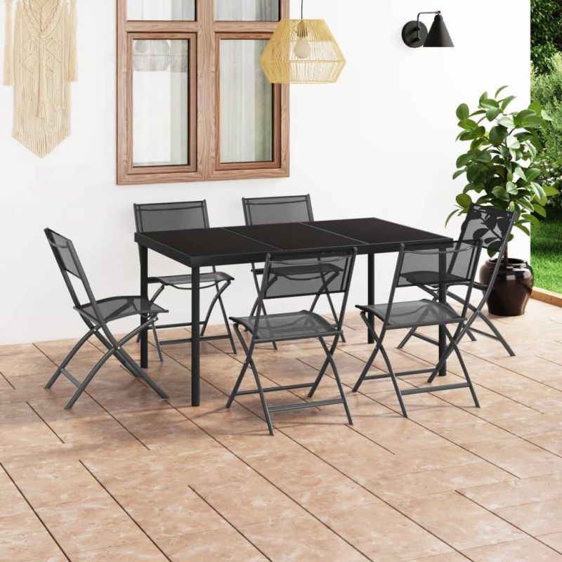 vidaXL Juego de comedor para jardín 7 piezas acero vidaXL Juego de comedor para jardín 7 piezas acero