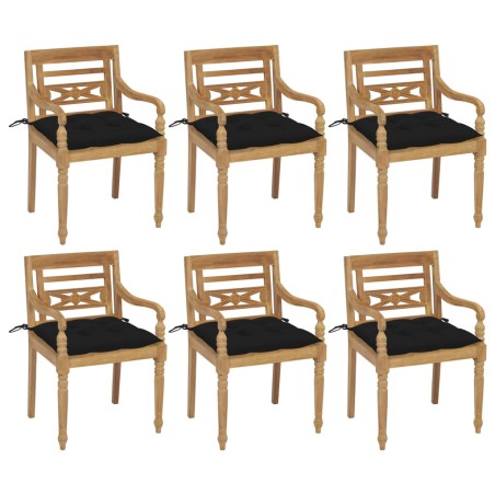 vidaXL Sillas Batavia 6 unidades madera maciza de teca con cojines