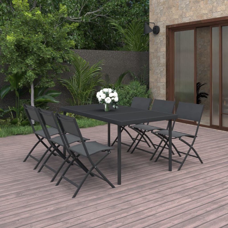 vidaXL Juego de comedor para jardín 7 piezas acero vidaXL Juego de comedor para jardín 7 piezas acero