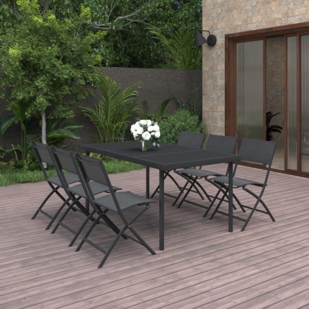vidaXL Juego de comedor para jardín 7 piezas acero