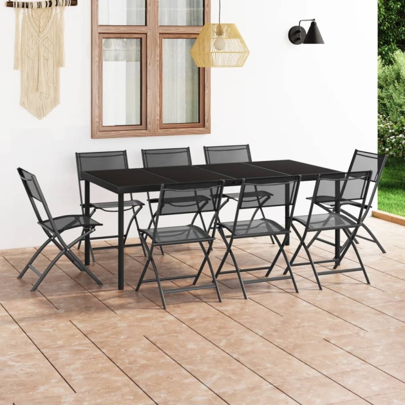 vidaXL Juego de comedor para jardín 9 piezas acero vidaXL Juego de comedor para jardín 9 piezas acero