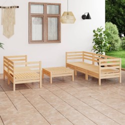 vidaXL Juego de muebles de jardín 6 piezas madera maciza de pino