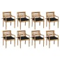 vidaXL Sillas Batavia 8 unidades madera maciza de teca con cojines vidaXL Sillas Batavia 8 unidades madera maciza de teca con cojines