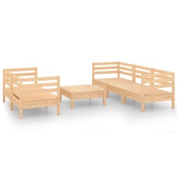 vidaXL Juego de muebles de jardín 6 piezas madera maciza de pino