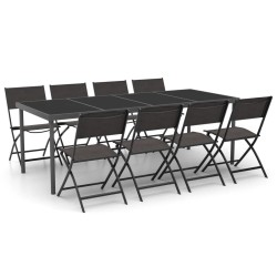 vidaXL Juego de comedor de jardín 9 piezas acero