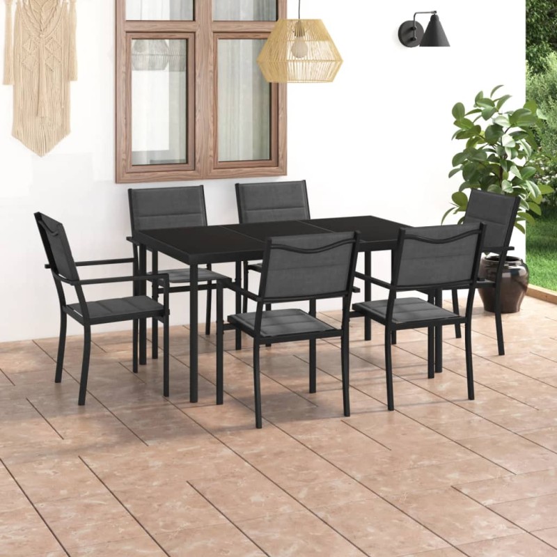 vidaXL Juego de comedor para jardín 7 piezas acero vidaXL Juego de comedor para jardín 7 piezas acero