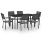vidaXL Juego de comedor para jardín 7 piezas acero vidaXL Juego de comedor para jardín 7 piezas acero