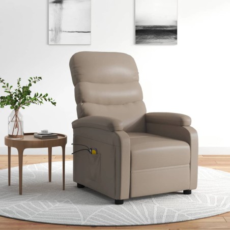 vidaXL Sillón de masaje eléctrico cuero sintético color capuchino