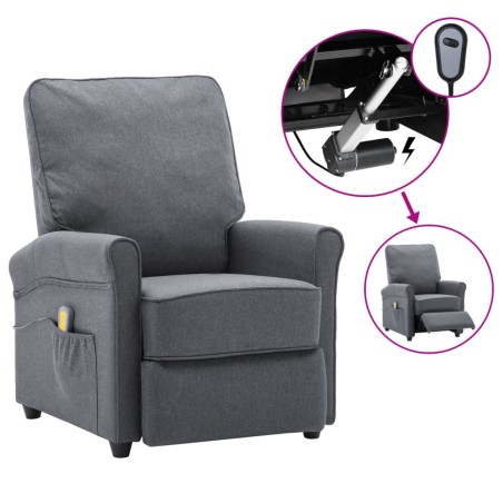 vidaXL Sillón de masaje eléctrico tela gris oscuro