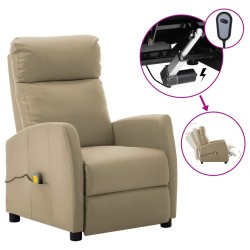 vidaXL Sillón de masaje eléctrico cuero sintético color capuchino