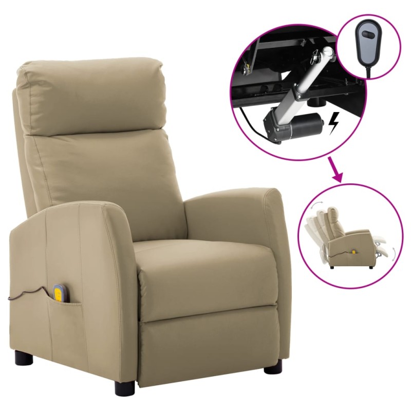 vidaXL Sillón de masaje eléctrico cuero sintético color capuchino vidaXL Sillón de masaje eléctrico cuero sintético color capuchino
