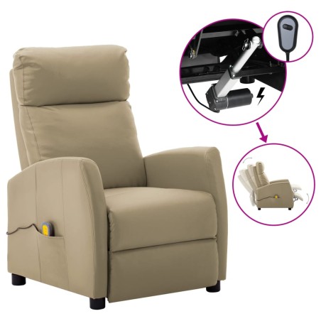 vidaXL Sillón de masaje eléctrico cuero sintético color capuchino