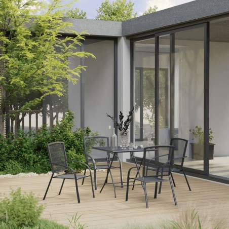 vidaXL Juego de muebles de comedor de jardín 5 piezas acero antracita