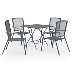 vidaXL Juego de muebles de comedor de jardín 5 piezas acero antracita