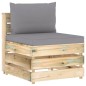 vidaXL Sofá central seccional con cojines madera impregnada gris vidaXL Sofá central seccional con cojines madera impregnada gris