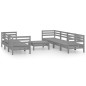 vidaXL Juego de muebles de jardín 8 pzas madera maciza de pino gris