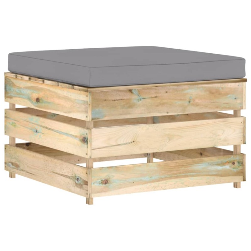vidaXL Otomana seccional con cojín madera impregnada verde vidaXL Otomana seccional con cojín madera impregnada verde