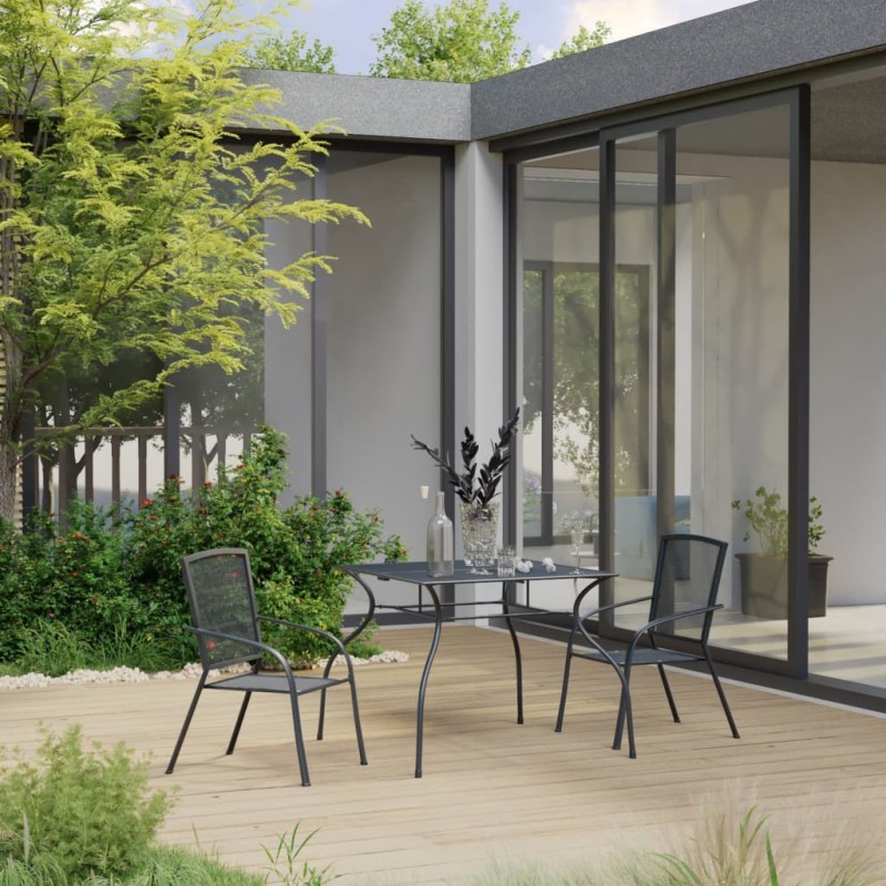 vidaXL Juego de comedor de jardín 3 piezas acero antracita vidaXL Juego de comedor de jardín 3 piezas acero antracita