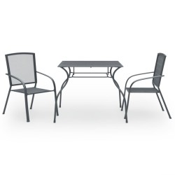 vidaXL Juego de comedor de jardín 3 piezas acero antracita