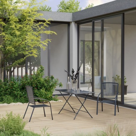 vidaXL Juego de comedor de jardín 3 piezas acero antracita 